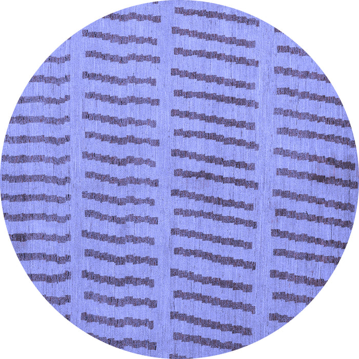 Round Machine Washable Solid Blue Modern Rug, wshabs5440blu