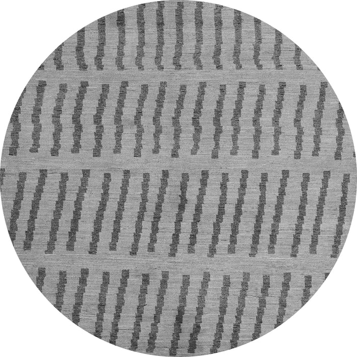 Round Machine Washable Solid Gray Modern Rug, wshabs5440gry