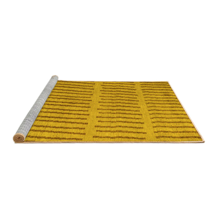 Sideview of Machine Washable Solid Yellow Modern Rug, wshabs5440yw