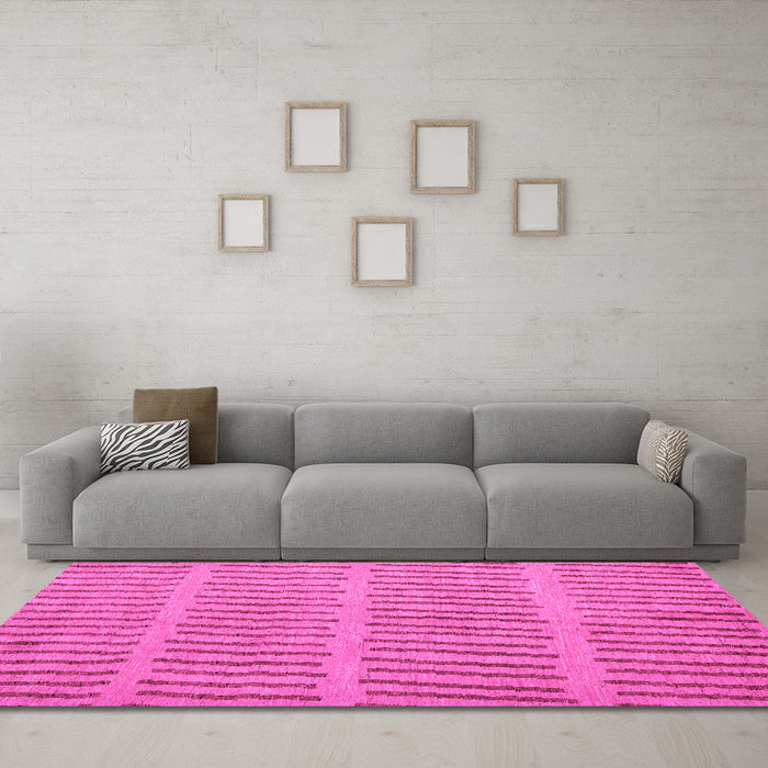 Machine Washable Solid Pink Modern Rug in a Living Room, wshabs5440pnk