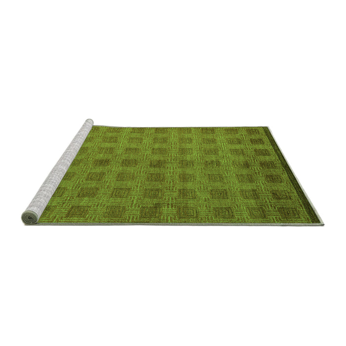 Sideview of Machine Washable Abstract Green Modern Area Rugs, wshabs5441grn