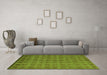 Machine Washable Abstract Green Modern Area Rugs in a Living Room,, wshabs5441grn