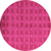 Round Machine Washable Abstract Pink Modern Rug, wshabs5441pnk