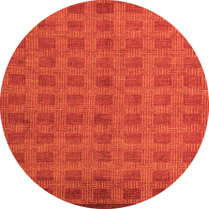 Round Machine Washable Abstract Orange Modern Area Rugs, wshabs5441org