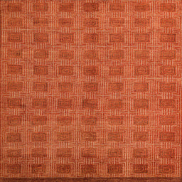 Square Machine Washable Abstract Orange Red Rug, wshabs5441