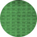 Round Abstract Emerald Green Modern Rug, abs5441emgrn