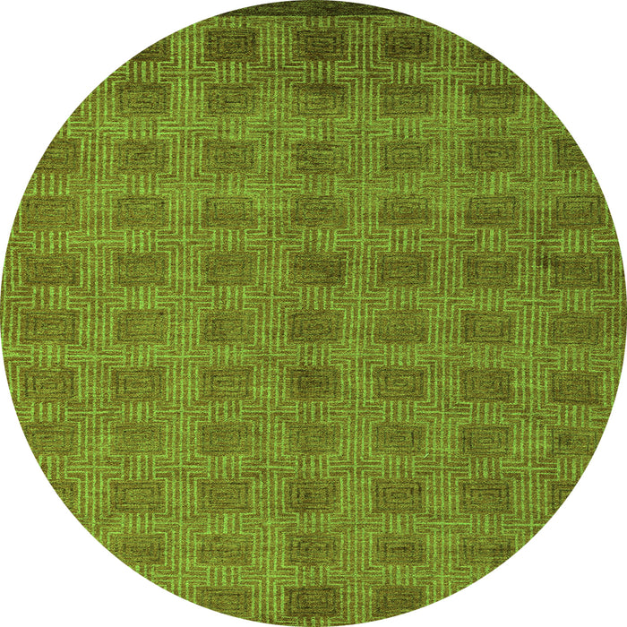 Round Machine Washable Abstract Green Modern Area Rugs, wshabs5441grn