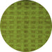 Round Machine Washable Abstract Green Modern Area Rugs, wshabs5441grn