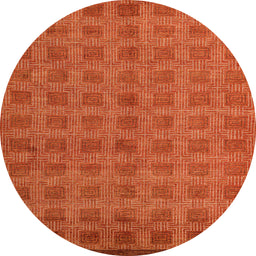 Round Machine Washable Abstract Orange Red Rug, wshabs5441