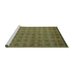 Sideview of Machine Washable Abstract Turquoise Modern Area Rugs, wshabs5441turq