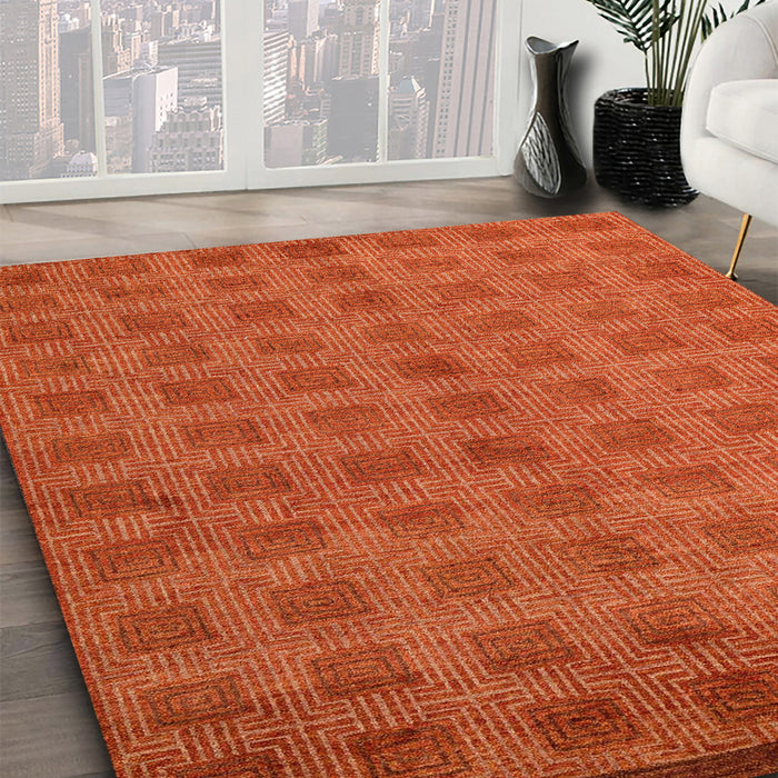 Machine Washable Abstract Orange Red Rug in a Family Room, wshabs5441