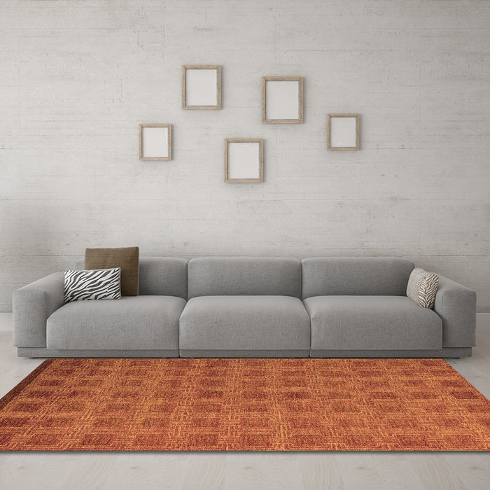 Machine Washable Abstract Brown Modern Rug in a Living Room,, wshabs5441brn