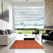 Square Abstract Orange Red Modern Rug in a Living Room, abs5441