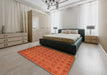 Abstract Orange Red Modern Rug in a Bedroom, abs5441