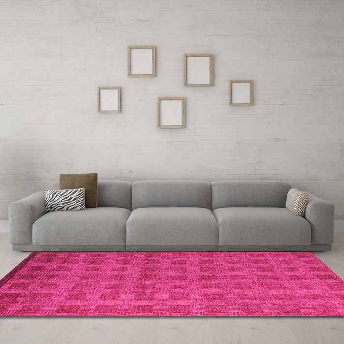 Machine Washable Abstract Pink Modern Rug in a Living Room, wshabs5441pnk