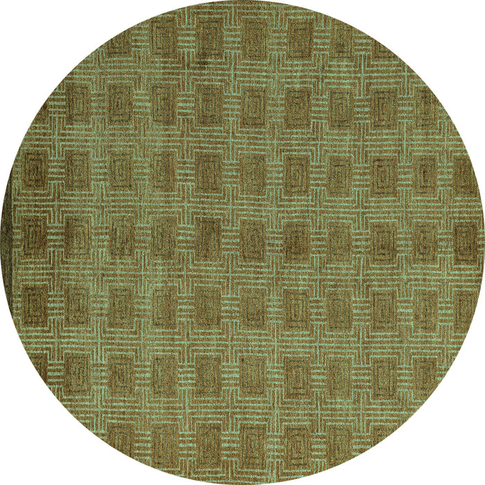 Round Abstract Turquoise Modern Rug, abs5441turq