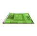 Sideview of Machine Washable Abstract Green Modern Area Rugs, wshabs5442grn