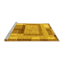 Sideview of Machine Washable Abstract Yellow Modern Rug, wshabs5442yw