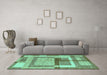 Machine Washable Abstract Turquoise Modern Area Rugs in a Living Room,, wshabs5442turq