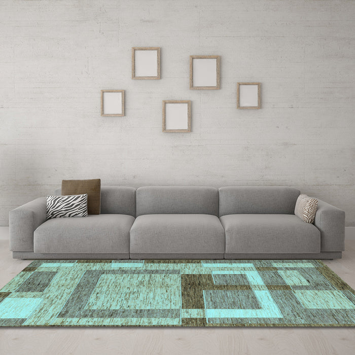 Machine Washable Abstract Light Blue Modern Rug in a Living Room, wshabs5442lblu