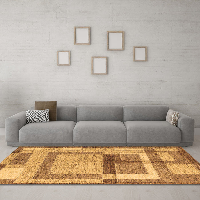 Machine Washable Abstract Brown Modern Rug in a Living Room,, wshabs5442brn