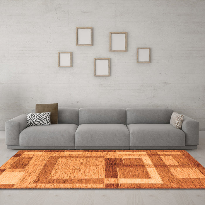 Machine Washable Abstract Orange Modern Area Rugs in a Living Room, wshabs5442org