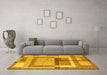 Machine Washable Abstract Yellow Modern Rug in a Living Room, wshabs5442yw