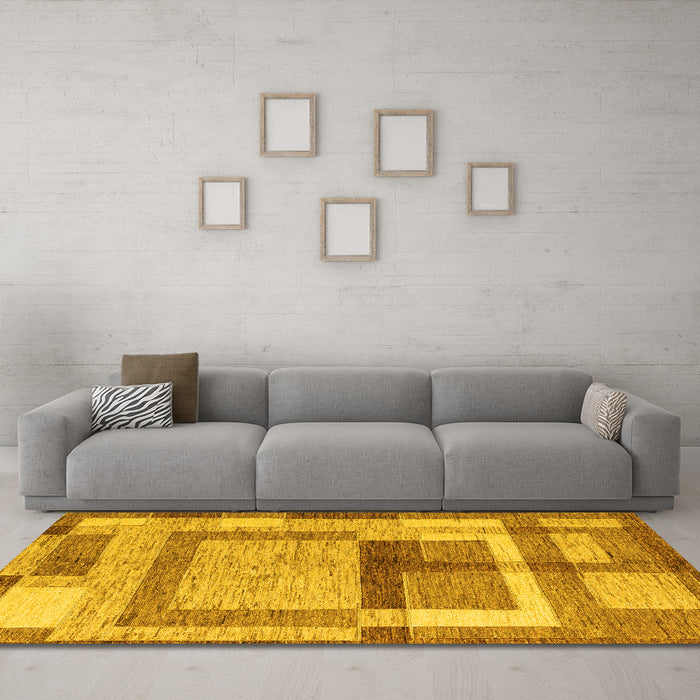 Machine Washable Abstract Yellow Modern Rug in a Living Room, wshabs5442yw