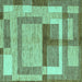 Square Abstract Turquoise Modern Rug, abs5442turq