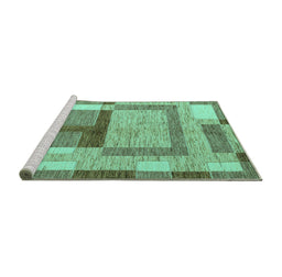 Sideview of Machine Washable Abstract Turquoise Modern Area Rugs, wshabs5442turq