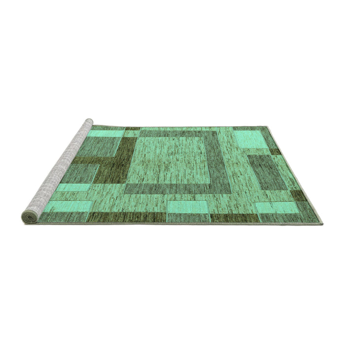 Sideview of Machine Washable Abstract Turquoise Modern Area Rugs, wshabs5442turq
