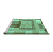 Sideview of Machine Washable Abstract Turquoise Modern Area Rugs, wshabs5442turq