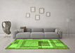 Machine Washable Abstract Green Modern Area Rugs in a Living Room,, wshabs5442grn