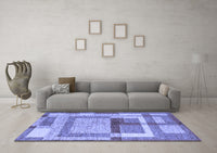 Machine Washable Abstract Blue Modern Rug, wshabs5442blu