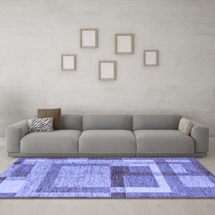Machine Washable Abstract Blue Modern Rug in a Living Room, wshabs5442blu