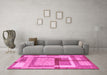 Machine Washable Abstract Pink Modern Rug in a Living Room, wshabs5442pnk