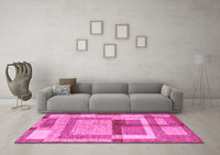 Machine Washable Abstract Pink Modern Rug, wshabs5442pnk