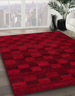 Abstract Red Modern Rug in Family Room, abs5443