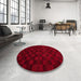 Round Machine Washable Abstract Red Rug in a Office, wshabs5443