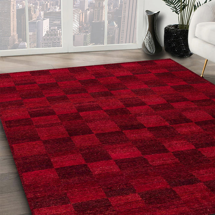 Machine Washable Abstract Red Rug in a Family Room, wshabs5443