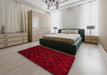 Abstract Red Modern Rug in a Bedroom, abs5443