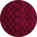 Round Machine Washable Abstract Pink Modern Rug, wshabs5443pnk