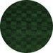 Round Abstract Emerald Green Modern Rug, abs5443emgrn