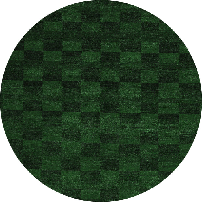 Round Machine Washable Abstract Emerald Green Modern Area Rugs, wshabs5443emgrn