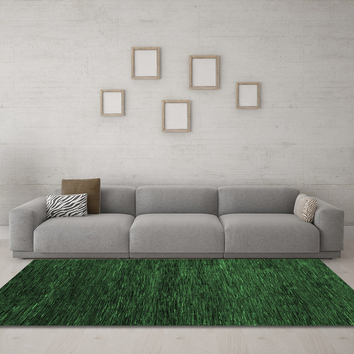 Machine Washable Abstract Emerald Green Modern Area Rugs in a Living Room,, wshabs5444emgrn
