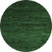 Round Machine Washable Abstract Emerald Green Modern Area Rugs, wshabs5444emgrn