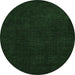 Round Abstract Emerald Green Modern Rug, abs5445emgrn