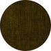 Round Abstract Yellow Modern Rug, abs5445yw