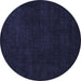 Round Machine Washable Abstract Blue Modern Rug, wshabs5445blu