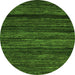 Round Machine Washable Abstract Green Modern Area Rugs, wshabs5446grn